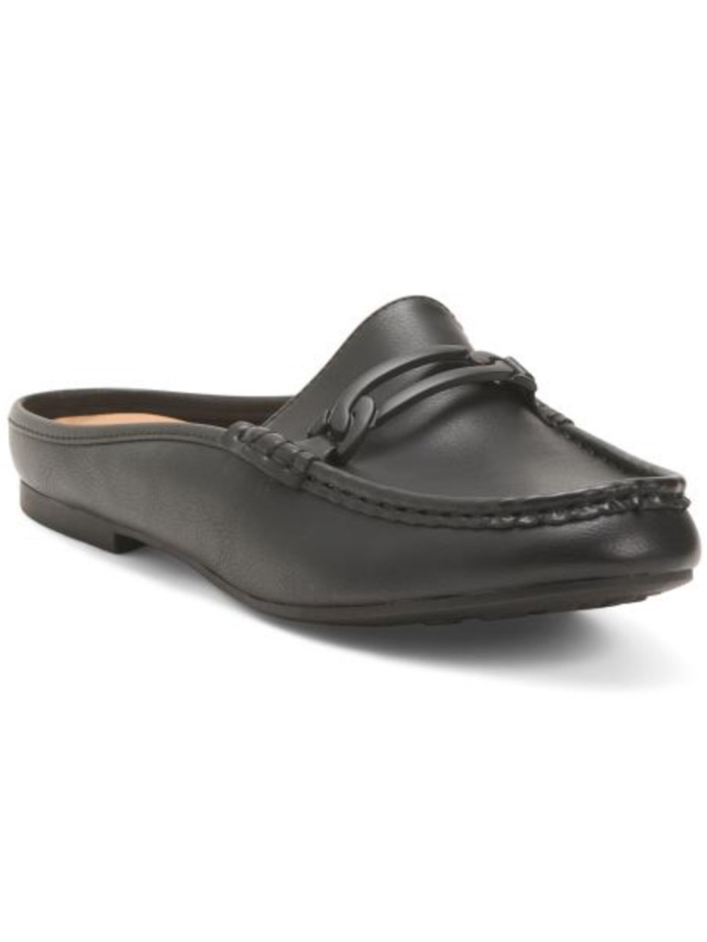 BOC Black Leather Slip-On Mule Loafer